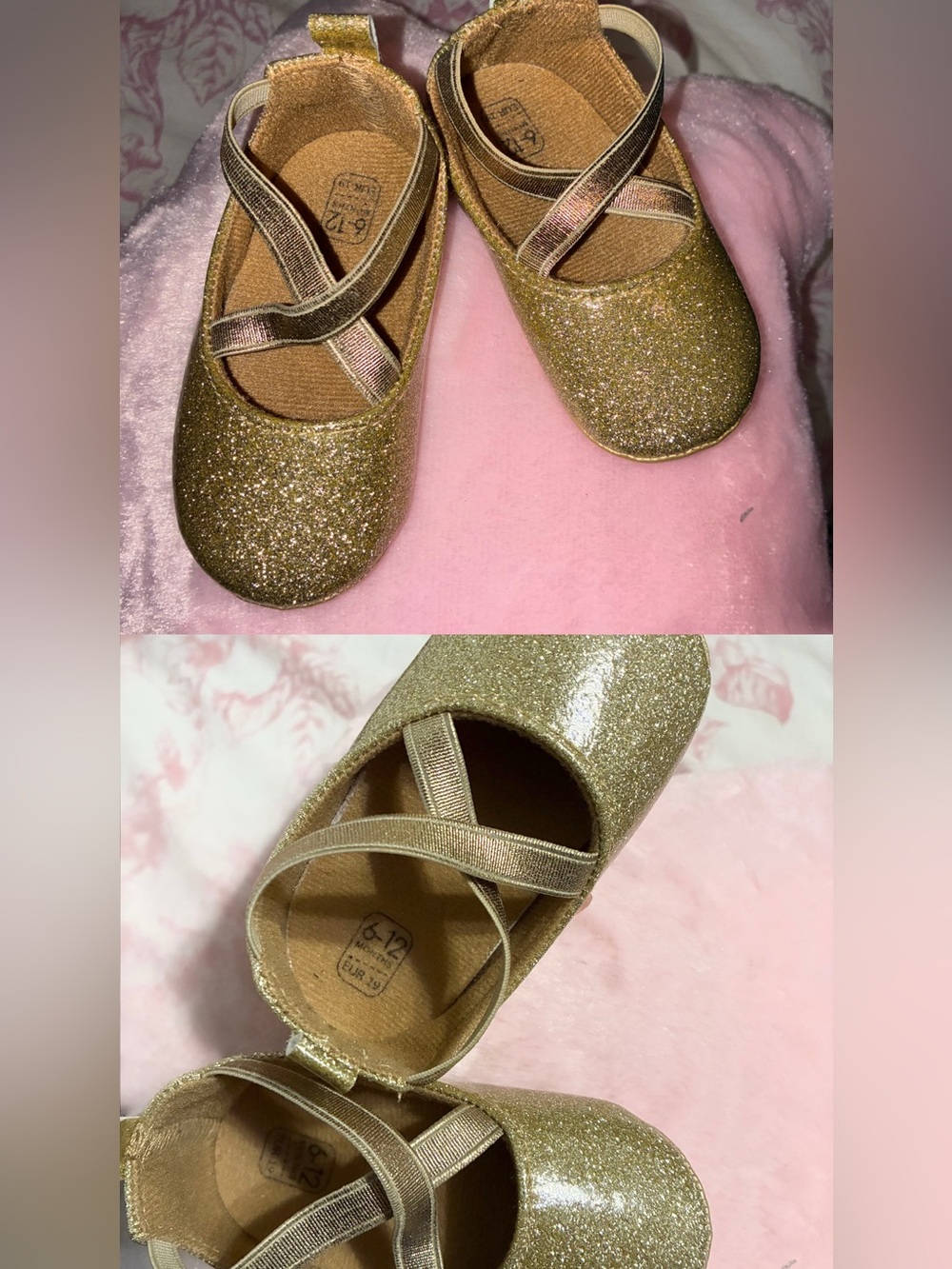 Gold Glitter Mary Jane Kids Shoes